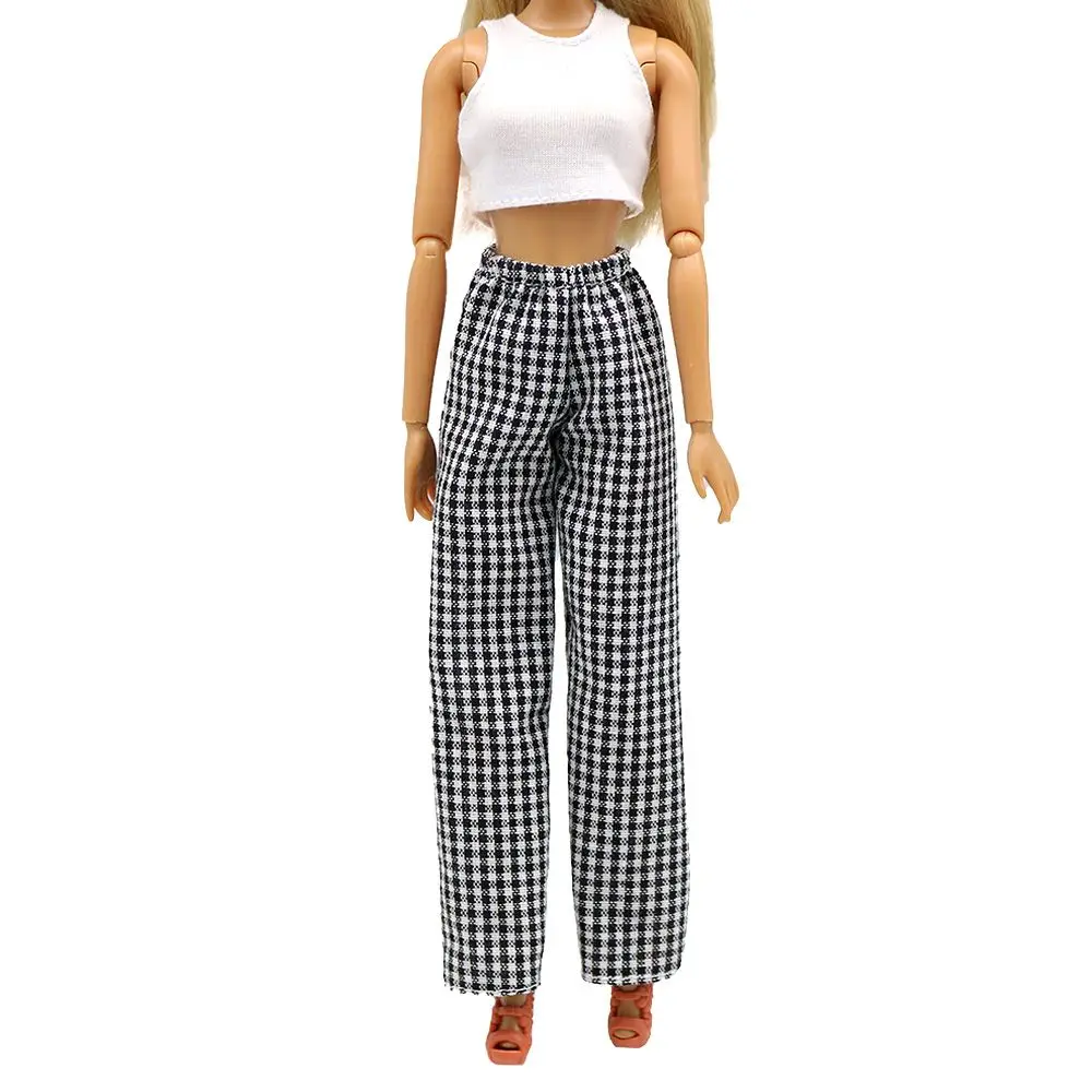 30CM Puppe Kleidung Mode Ärmellose Tops Weste Hohe Taille Jeans Denim Hosen Plaid Hosen Für 1/6 BJD Puppen Zubehör geschenke – Detail 9