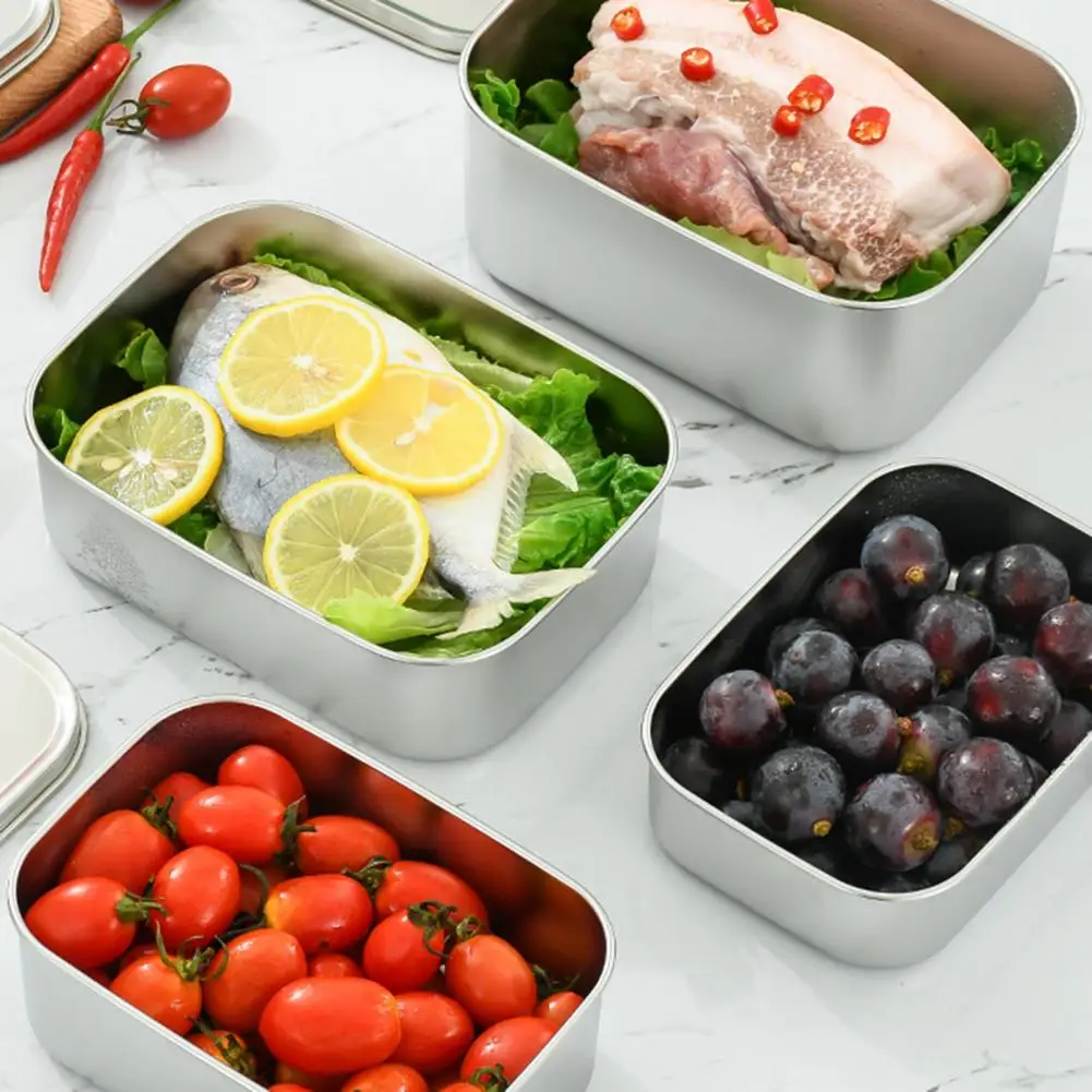 Food Storage Box Practical Food Stainless Steel Crisper Storage