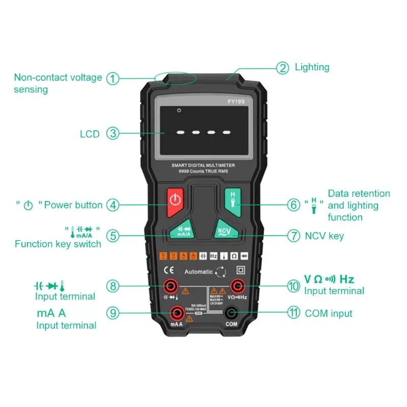 

High for Smart Multimeter Digital Handheld Automatic for DC Current Meter Multifunctional Voltmeter