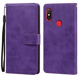 Leather Wallet Flip Case - Elegant Protective Cover for Redmi Note 6 Pro (Purple)