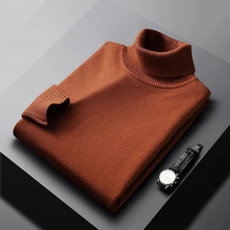 Autumn Casual Turtleneck Sweater Men Solid Color Long Sleeve Pullovers turtleneck sweater basic sweater