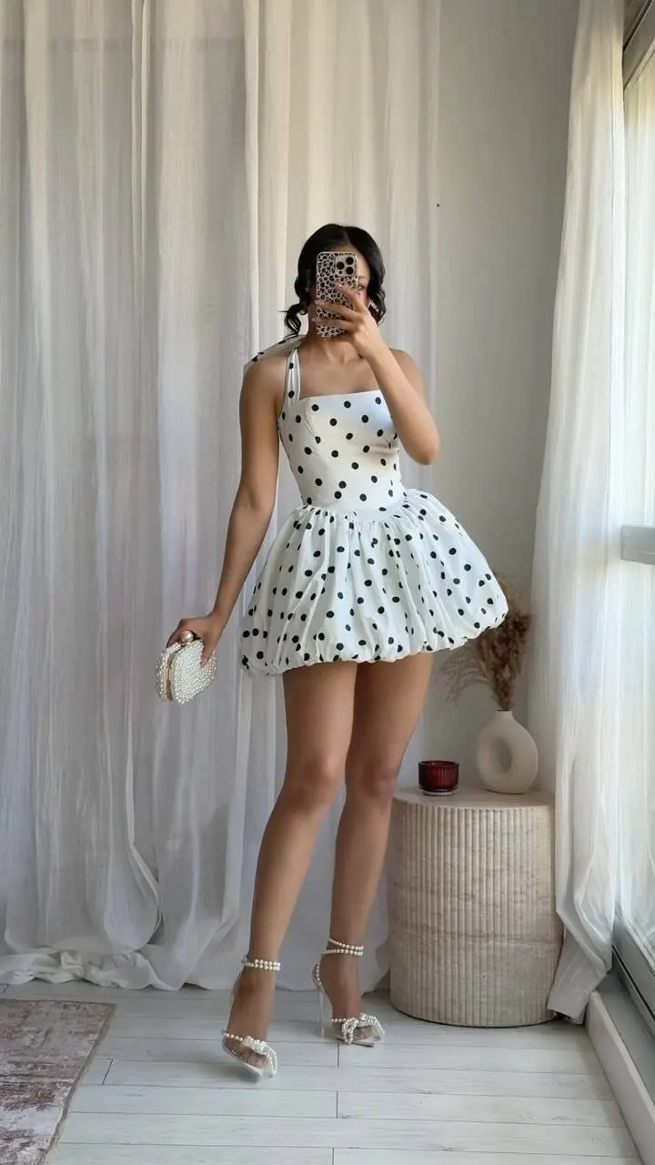 Vintage Polka Dot Halter Mini Dress - Beach Ready A-Line Style photo review