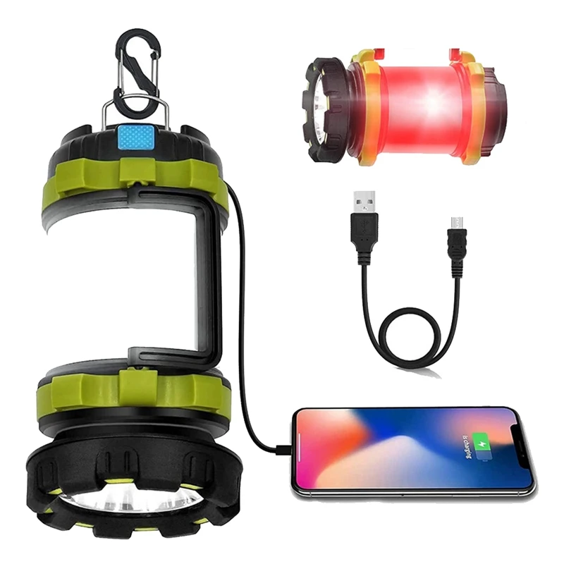 

1Set Outdoor Camping Lantern 3000 Capacity Power Bank Camping Flashlight Waterproof Portable Camping Lamp Green