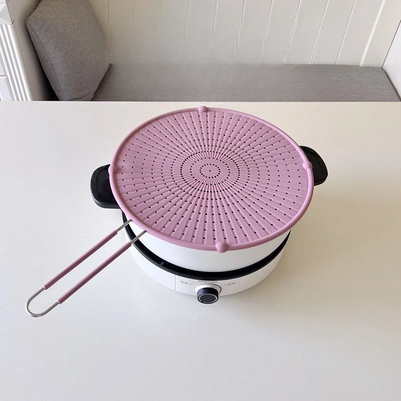

Silicone Anti-oil Splash Pot Cover with Handle, Stainless Steel Mesh Cover, Anti-splash, Anti-oil Explosion, Oil Barrier