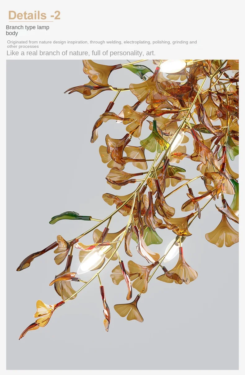 Description Picture 6 of itemMorden Nordic LED G9 Chandelier With Leaves Decorative Pendant Light for Colorful Acrylic Lampshape Home Decor Hanging Lamps