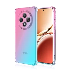 Gradient Airbag Shockproof TPU Protective Cover for OPPO Reno 12F 5G (Pink Green)