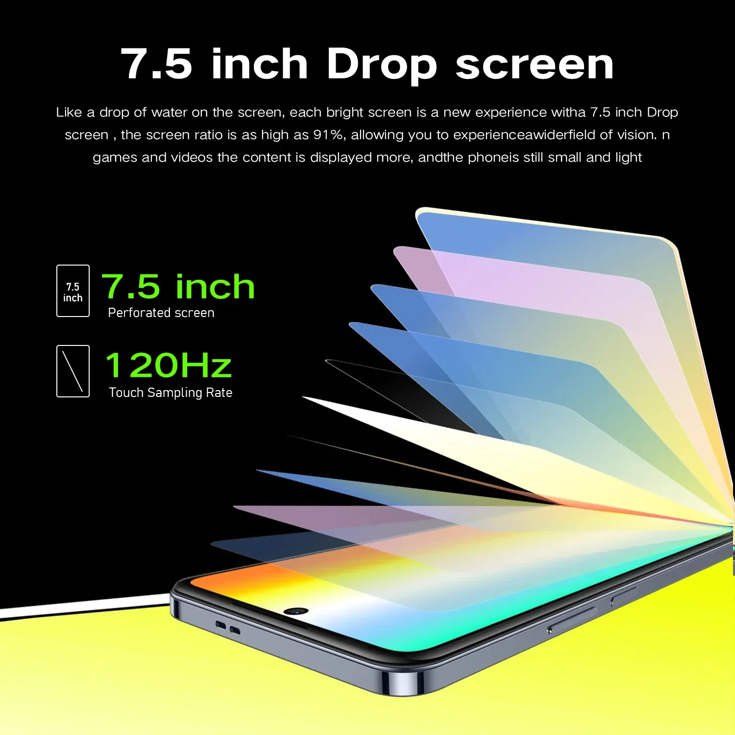 HOT 40 Pro smartphone 7.5 HD Android Mobile Phone Unlocked 4G/5G Dual Sim Card 8000mAh 16GB+1TB Cellphone 50MP+108MP Celulares