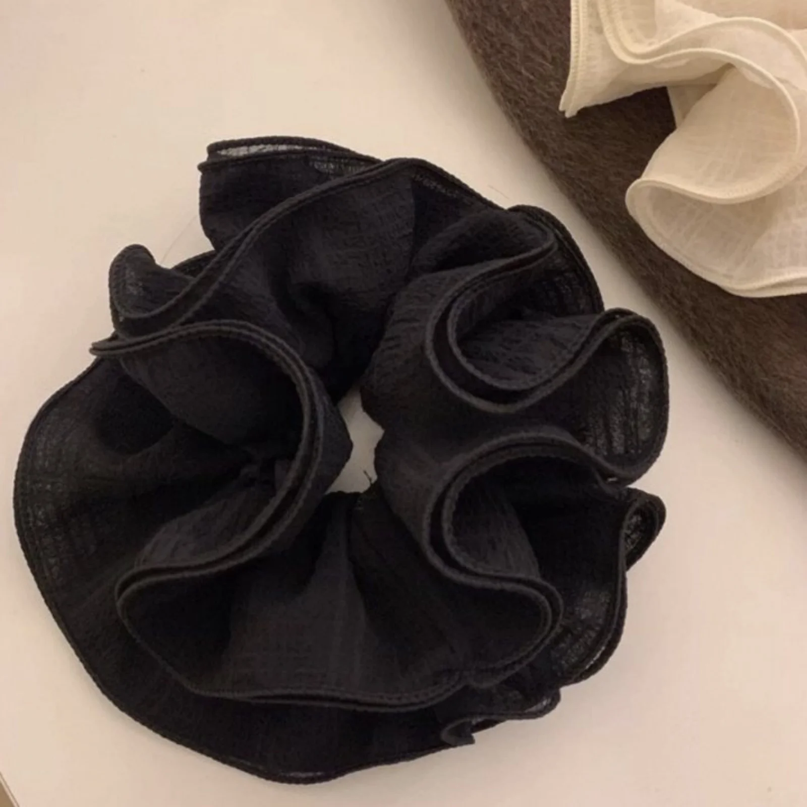 1 x doppellagiger, gerüschter Blasenblumen-Haargummi – hochwertiger Haargummi im koreanischen Stil mit starker Elastizität – Detail 1