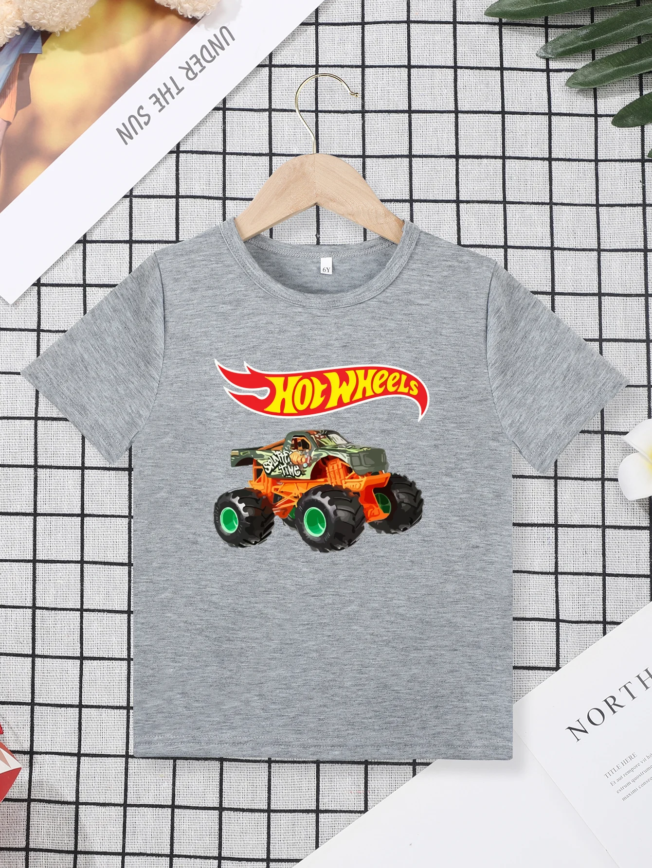 Different Colors Tee T-shirt Short Sleeve Cool Boys Girls Clothes Hot Wheels Printing Round Neck Top T-shirt Children 4