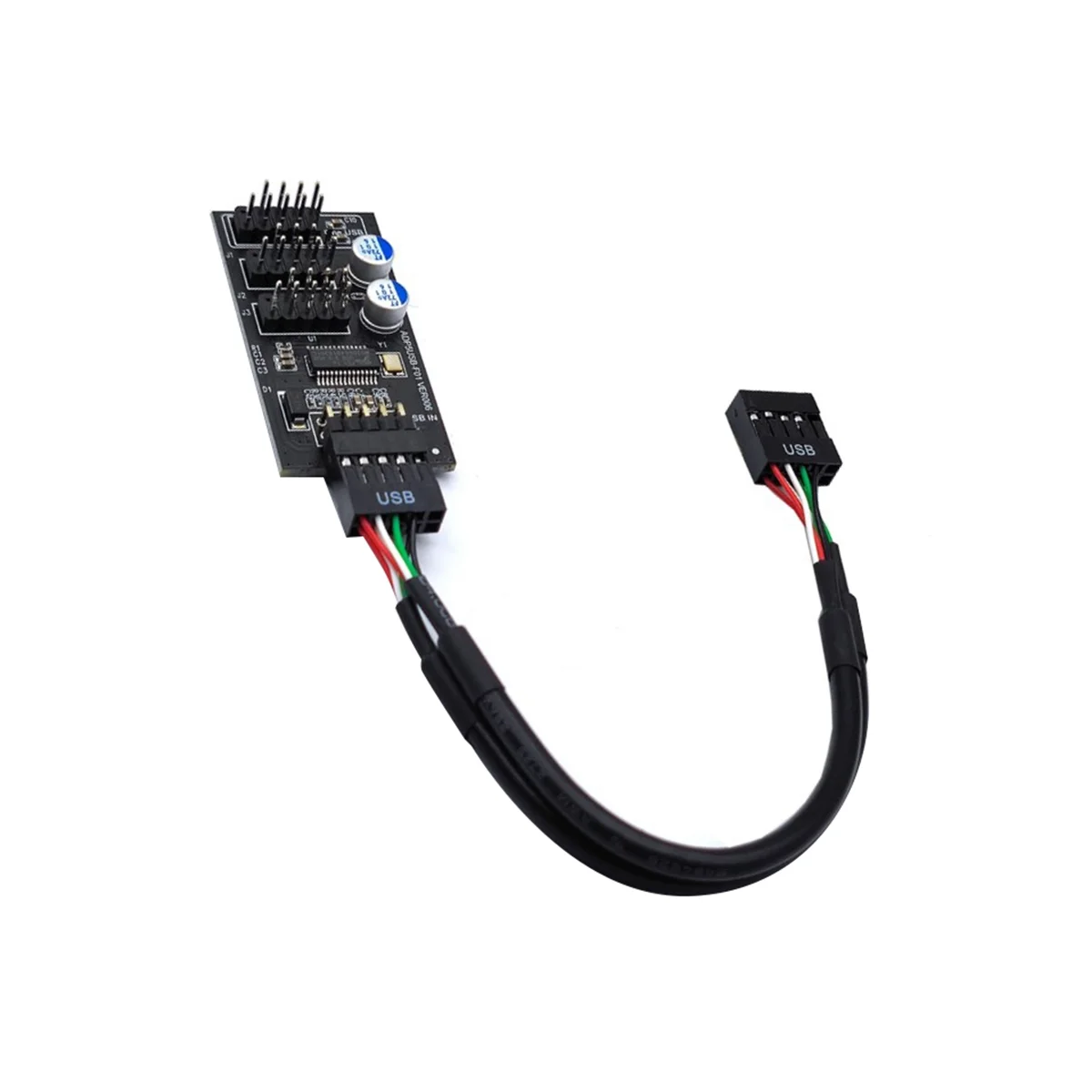AT87-9Pin USB Hub Connector USB Splitter 1 to 3 USB2.0 9Pin Header Board Cable for Water Cooling for RGB LED Fan Speed Test