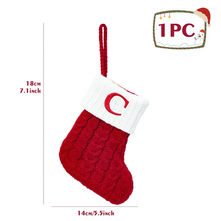 Festive Knitted Christmas Ornament Sock - Holiday Home Decoration and Gift