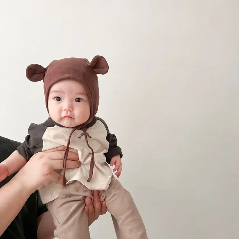 Cute Kawaii Newborn Hat Cotton Cartoon Bunny Bear Ear Beanie for Infant Baby Boys Girl Korean Baby Hat Spring Autumn Toddler Cap