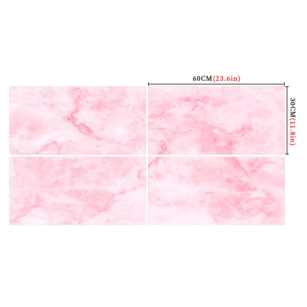 10 Pannelli Adesivi Da Parete Effetto Marmo Rosa, 30x30 Cm, PVC Ispessito 2.5mm, Impermeabili E Resistenti Al Calore, Per Cucina, Bagno, WC E Paraschizzi - Copertura 0.9 M²