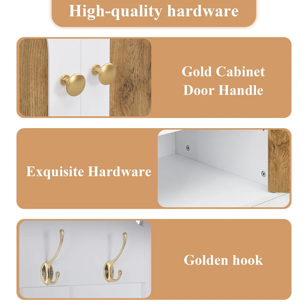 Multifunktionaler Kleiderschrank mit Schuhregal und Haken, Eingangsbereichsschrank mit Regalen, Kleiderschrank mit praktischem Stauraum – Detail 18