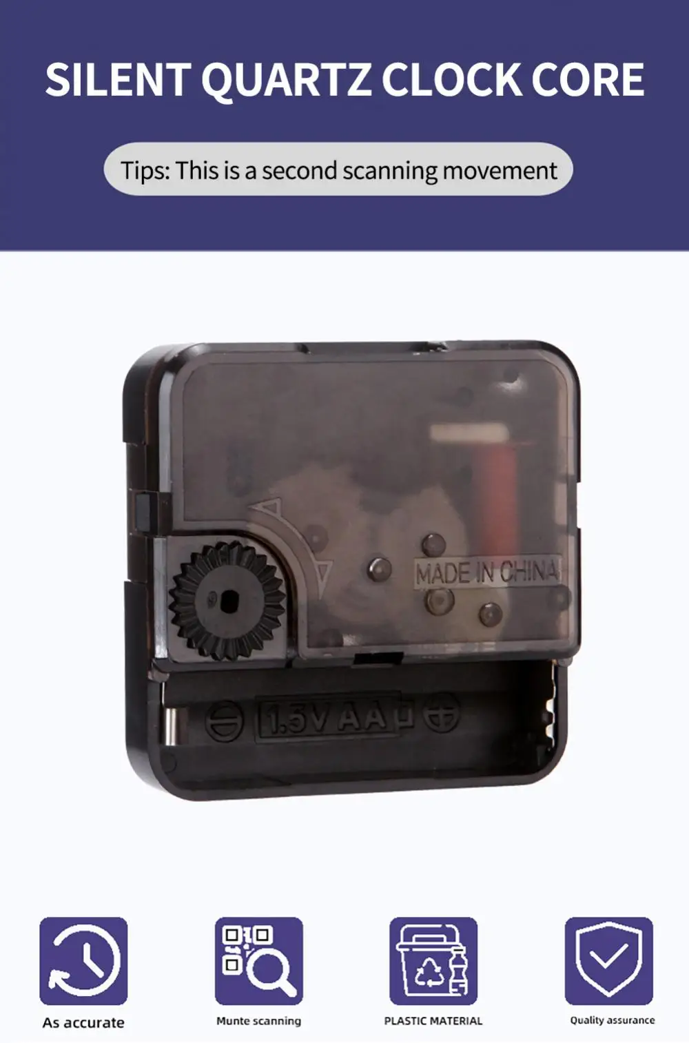 Description Picture 5 of item1~8PCS Quartz Silent Wall Clock Mechanism Central Movement Kit For Machinery Watch Table Sweep Timepiece Clockwork