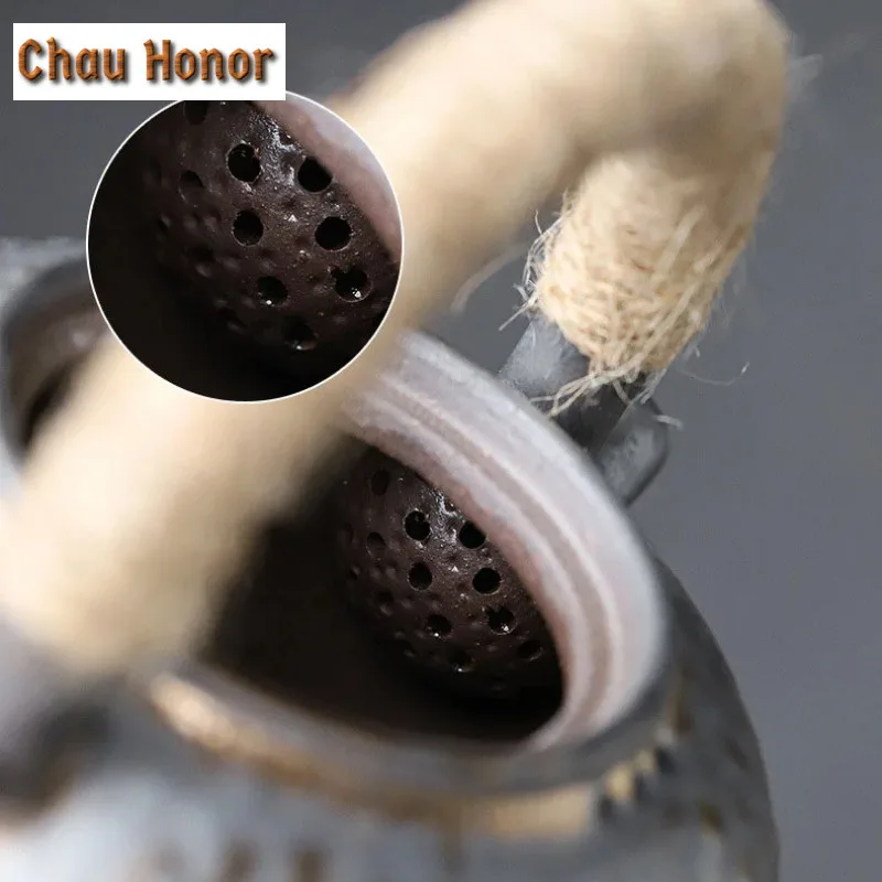 450ml Japanese Gilded Rust Glaze Ceramic Loop-handled Teapot Large Capacity Teapot Kungfu Teaset Tea Making Pot Accessories Gift