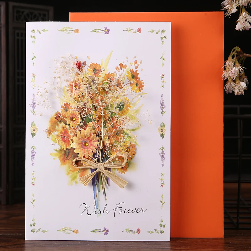 New Romantic Flower Birthday Christmas Card Greeting Cards Set Postcard Party Wedding Thank You Decorations Creative Girl Gifts