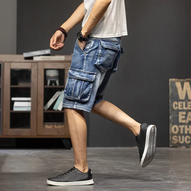 Capri Mens Hip Hop Denim Shorts Jean Shorts Men Baggy Mens Jeans