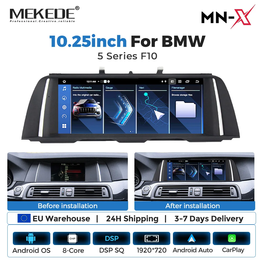 EU-Lieferung 128GB ROM Android 15 Auto-Multimedia-Videoplayer für BMW 5er F10 F11 2011-2017 Kabelloses CarPlay Android Auto Navigationssystem 8-Kern 4G WIFI BT DSP Head Unit SWC Idrive Originalsystem-Display Intelligente Fahrzeugsysteme