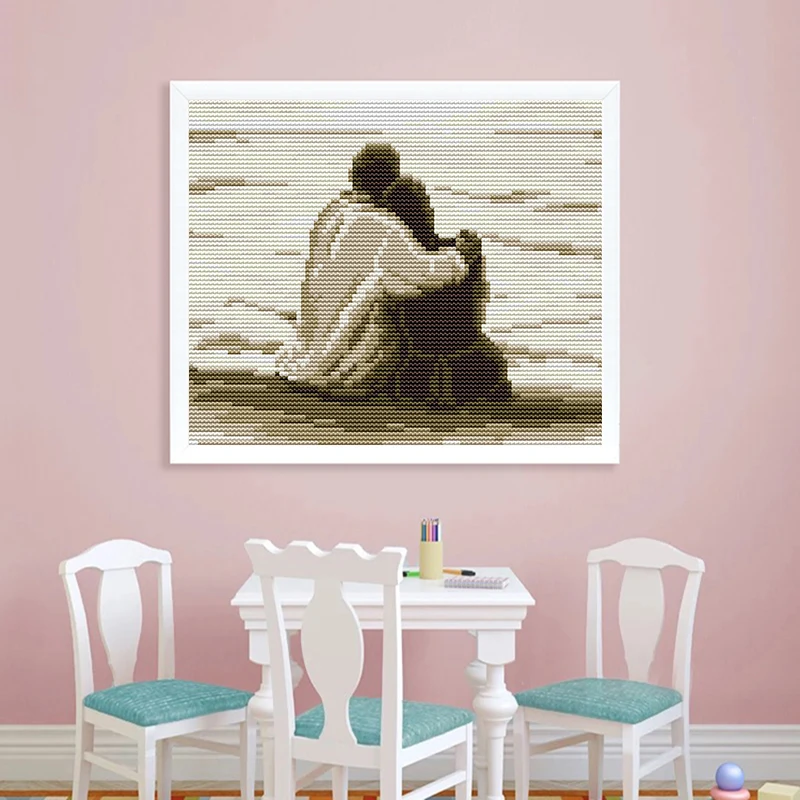 Seaside Couple Cross Stitch Embroidery Set 11CT 14CT