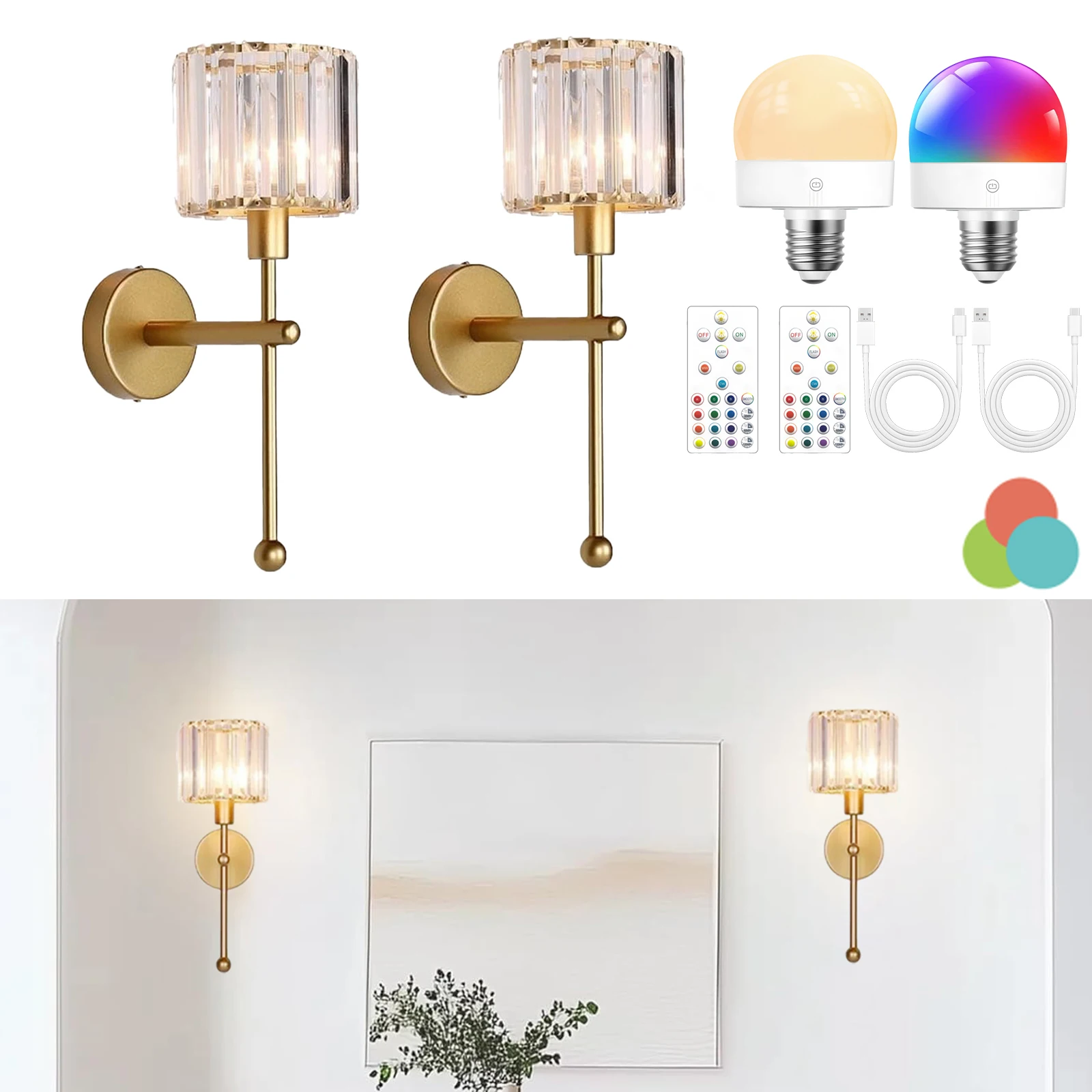 مصباح جداري LED حديث مصباح جداري كريستالي شفاف فاخ...