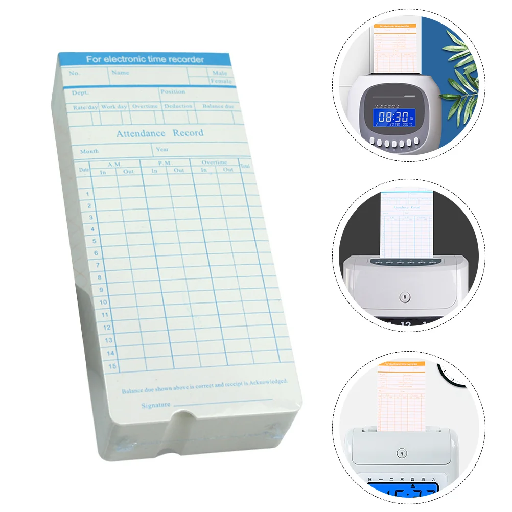 

100 Sheets Clocks Attendance Card Time Thicken Cards Record for Employee Employees