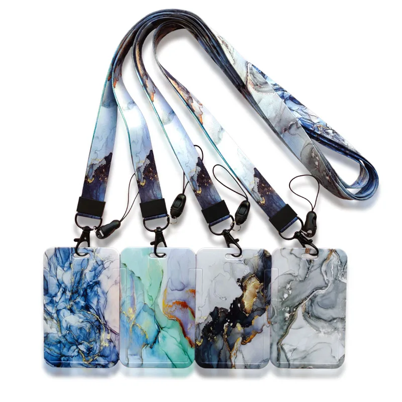 Lanyard mit Marmormuster, Ausweis, Kartenhalter, Büroangestellter, Karteninhaber, Abdeckung, Kreditkartenetui, Kartenschutz, Weihnachtsgeschenk