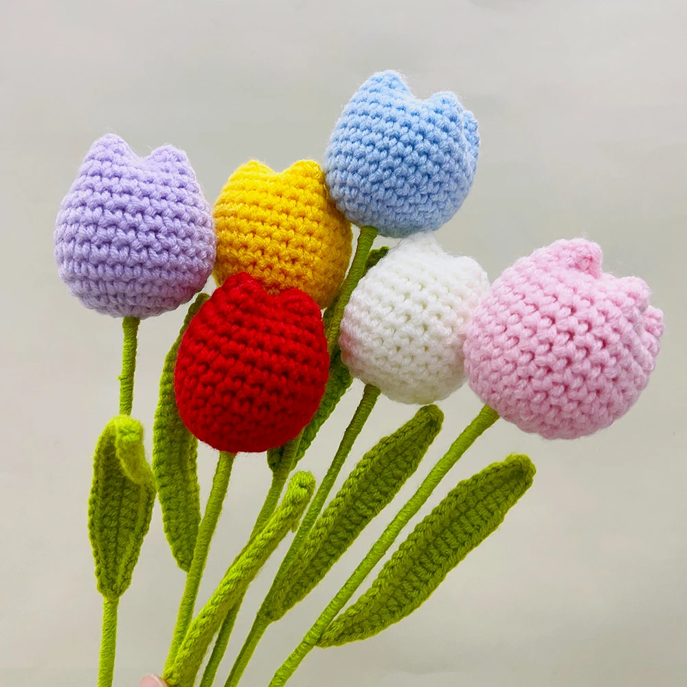 1pcs Knitted Colorful Crochet Tulips for Room Decor – DormVibes