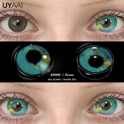 Enhanced Colored Cosplay Contact Lenses for Halloween and Costume Makeup (Anime Green)