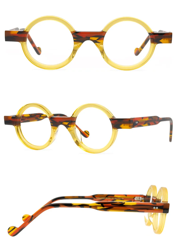 Marken designer Retro runde Brillen fassungen Männer Brillen Frauen Mann Brillen Acetat Myopie Lesen optische Brille Okulos – Detail 8