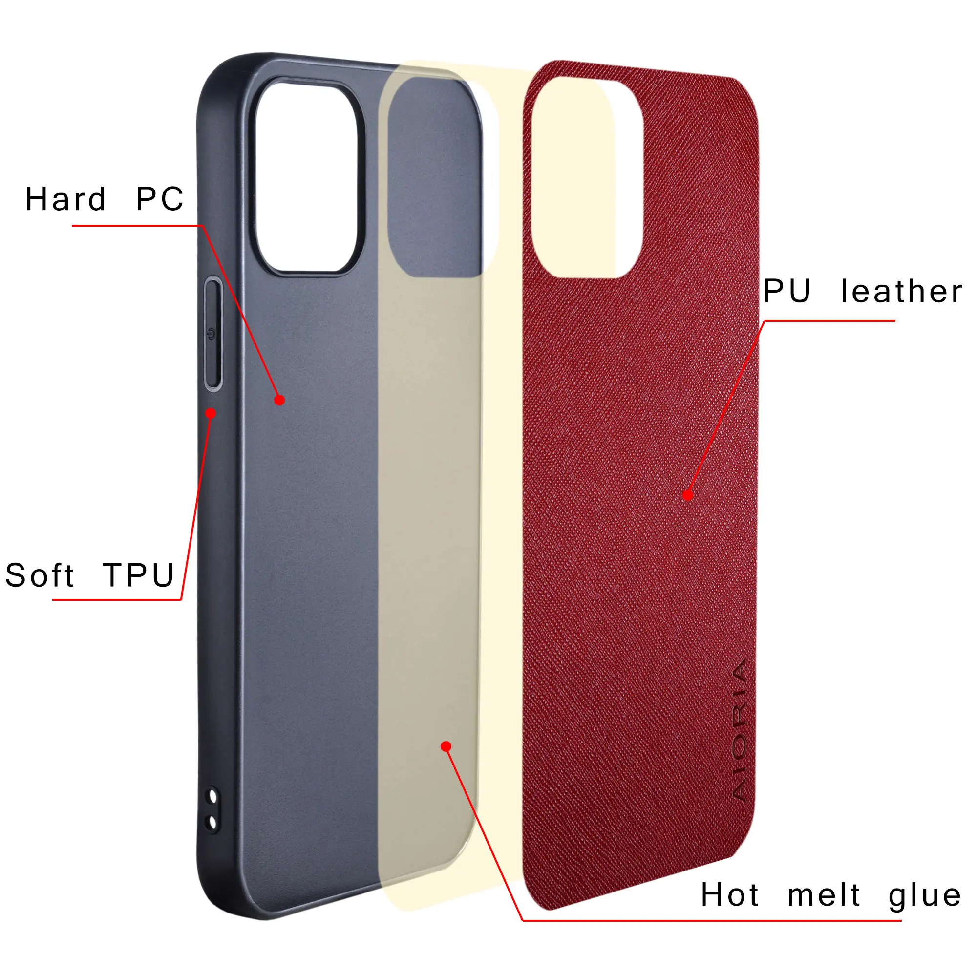 Luxury PU Leather Case with Card Slot and Bag Holder