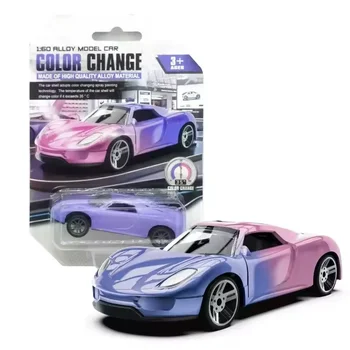 1:64 Alloy Racing Car Inertia Pull Back Toy with Temperature Sensitive Color Changing Magic Crash-Resistant Birthday Gift 1