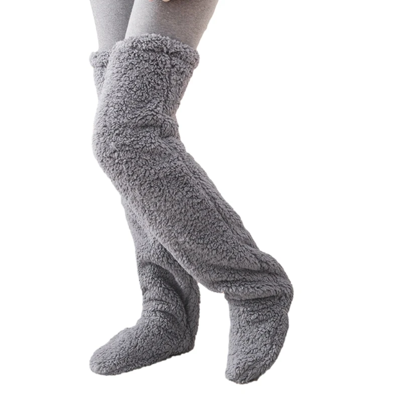 

Plush Slipper Stockings Furry Long Leg Warmers For Women Men Over The Knee High Fuzzy Socks Winter Home Sleeping Socks