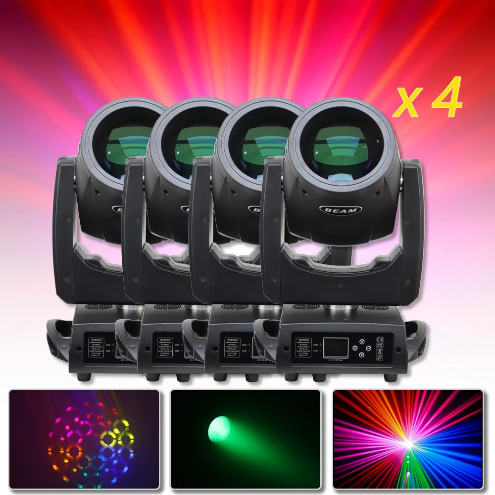 4 Pz/Lotto 230W 7R Led Stage Moving Head Lights Beam Spot Strobe Per Dj Disco Wedding Party Decoration Bar Club Lampada Professionale