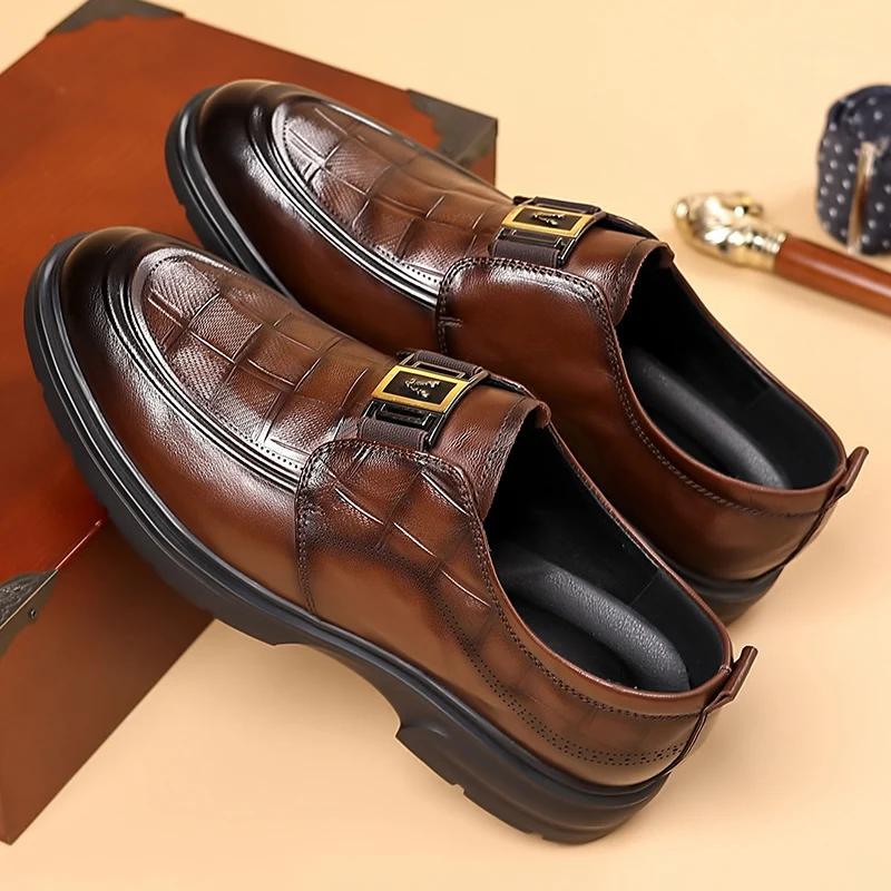 Handmade Casual Leather Loafers Breathable Male Driving Flats Hot Sale Men's Platform Business Shoes Slip on Flats Oxford Shoes
