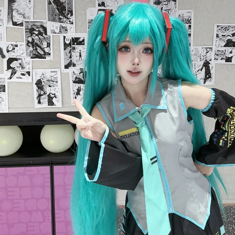 Anime Character Performance Clothes Hatsune Miku MIKU Anime Clothes Cosplay Clothes JK Skirt Same Suit Wig Accessories Halloween