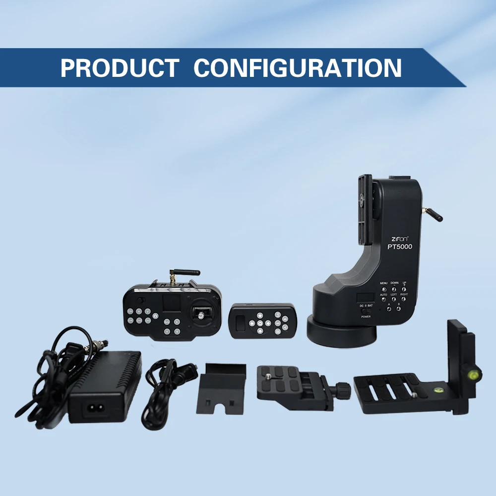 ZIFON PT5000 Wireless Remote Control Motorized Pan Tilt Panoramic Head Electric Gimbal 5KG Payload for DSLR Camera Smartphone