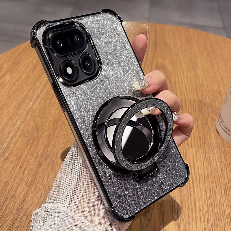 Shockproof Glitter Silicone Holder Case with Ring Stand