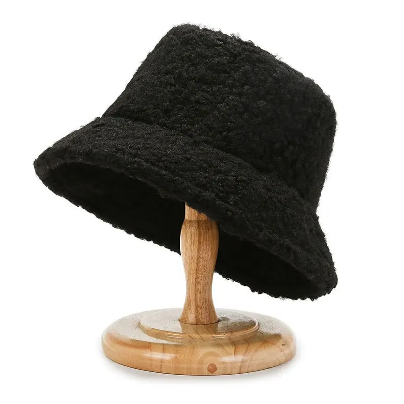 Sombrero de pescador Harajuku Unisex para hombre y mujer, gorro de pescador de pesca liso, lana de cordero para otoño e invierno, gorro panamá cálido para exteriores