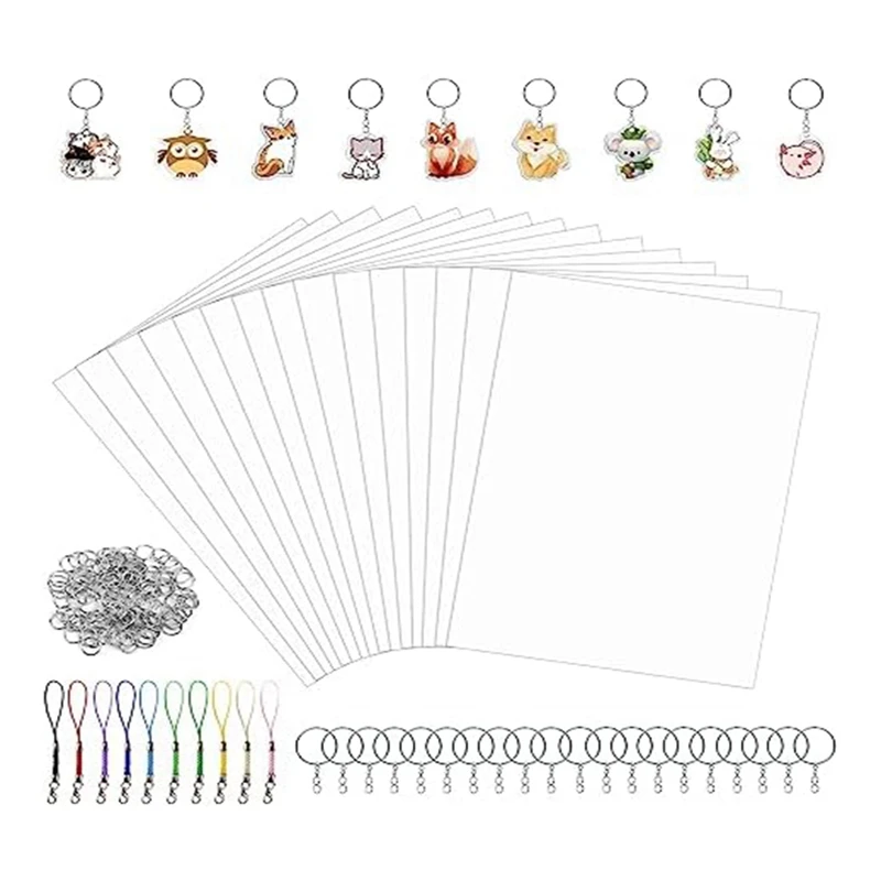 

Keychain Set -15 Printable Shrink Sheets, 20 Keychains, 100 Split Jump Rings And 5 Lobster Clips Diycrafts For Kids Easy To Use