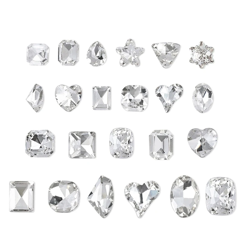 

10x/Set Irregular Nails Art Pointed Bottom Rhinestones Heart Crystals