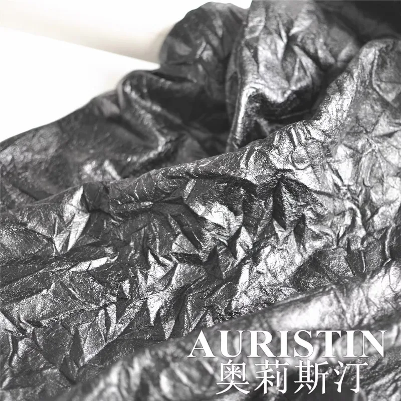 Pleated PU Fabric for Clothing Graduation Design Styling Cloth Designer Handmade Diy Sewing Material