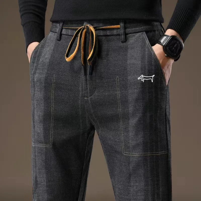 Korean Authentic Golf Pants Men Golf Wear Autumn New Casual Pants Fashion Grind Hair Lattice Sports Men Clothes