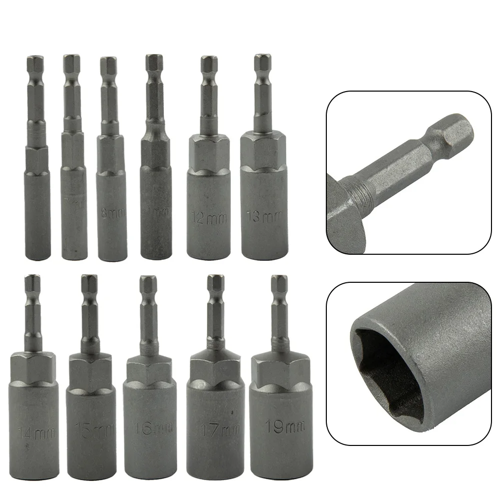 1Pc 80/150mm 1/4inch Hex Socket Nut Driver Magnetic Socket 5.5-19mm For Electric Impact Nut Bolt Screwdriver Drill Bit Removal 3