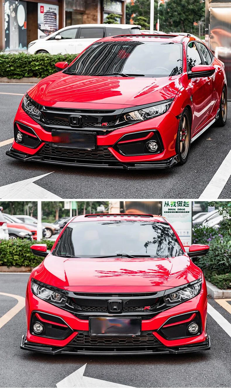 Gloss Black RS Style Front Bumper Lip Splitter For 2017-2021 Civic Si & Hatchback 2 thumbnail image