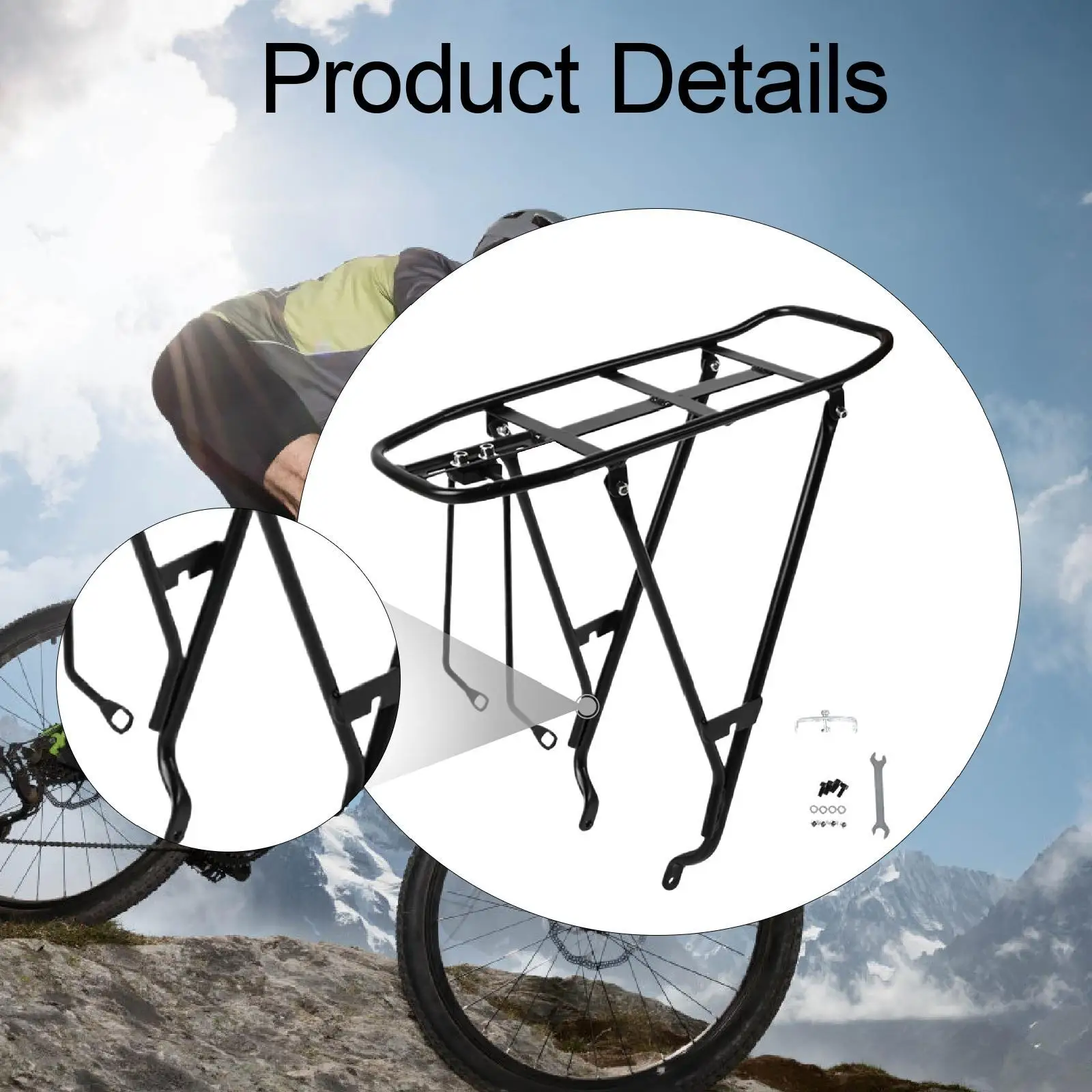 Bike Cargo Rack Easy Installation Sturdy Rear Bike Rack Luggage Carrier Rack for Cycling Mountain Bikes Road Bikes Carrying