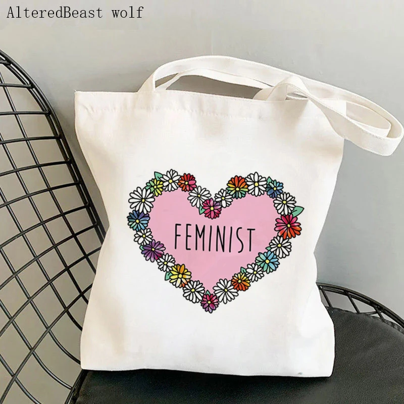 Women's Shoulder Bag My Body my Choice Floral Feminist Canvas Bag Harajuku Shopper Bag girl handbag Canvas Tote Lady Bag