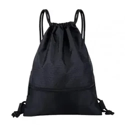 Sporty Multicolor Drawstring Backpack - Unisex Lightweight Fitness and Basketball Bag with Oxford Zipper Pocket (Black)