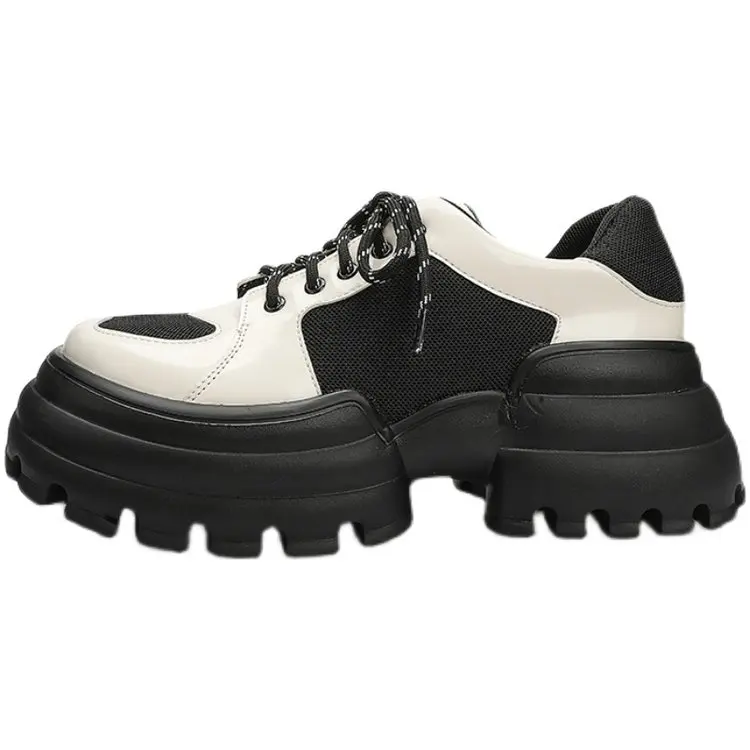 

Новинка 2023, женские весенние маленькие кожаные туфли в британском стиле, универсальные туфли мэри джейн на толстой подошве с круглым носком и шнуровкой