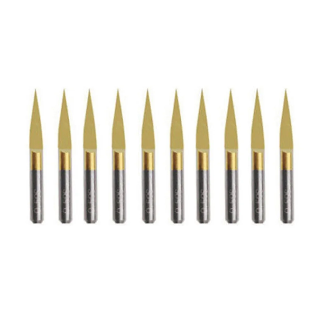 

10pcs 3.175mm Carbide PCB Engraving Bits CNC Router Tool 10 Degrees 0.1mm V-Shap Carbide Rods And Tungsten Steel Rods Resistance